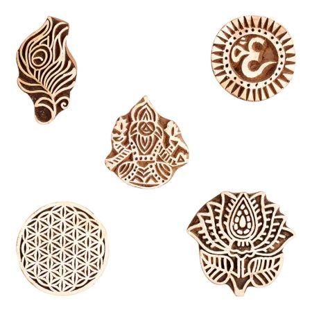 Set of 5 Piece New Mix Wooden Printing Block